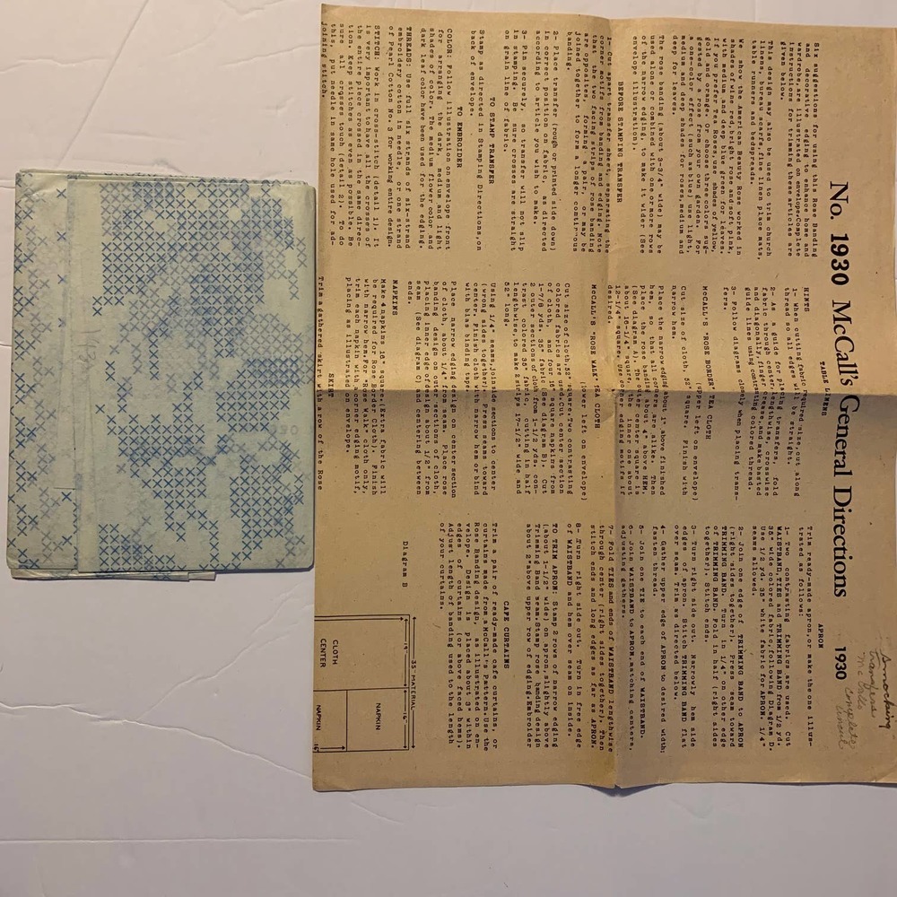 Mccalls Vintage Pattern #1930 American Beauty‎ Rose Smocking Transfers